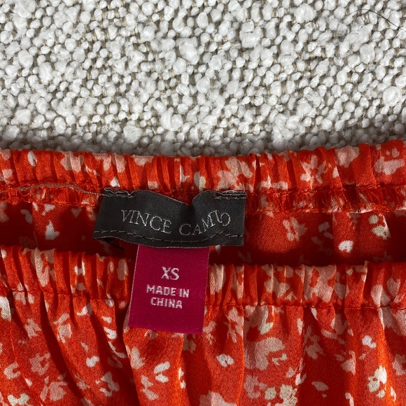 Vince Camuto Orange Floral Off-the-Shoulder Tie-Waist Blouse xs - Picture 2 of 12